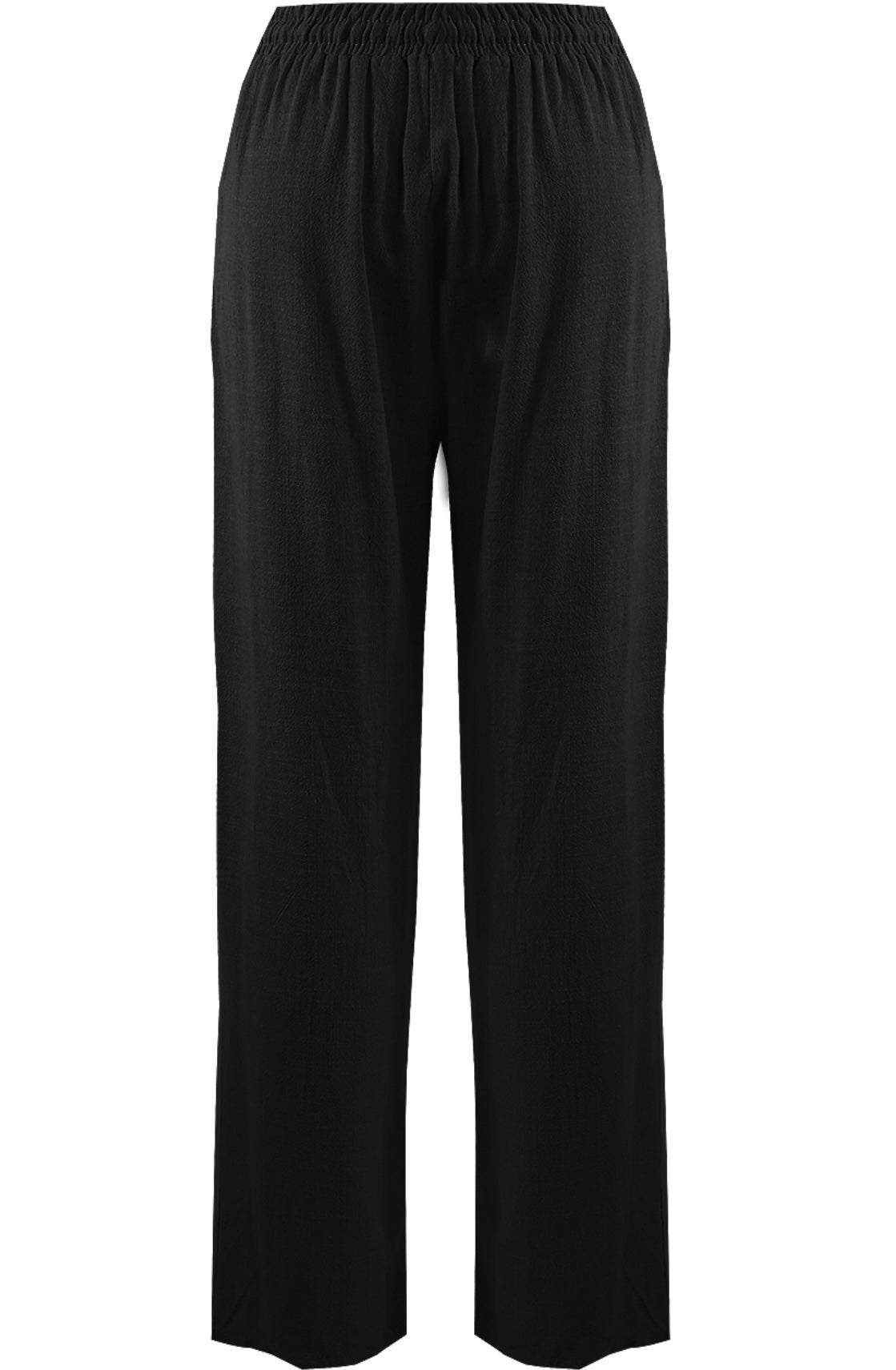 Black Linen Wide Leg Trousers
