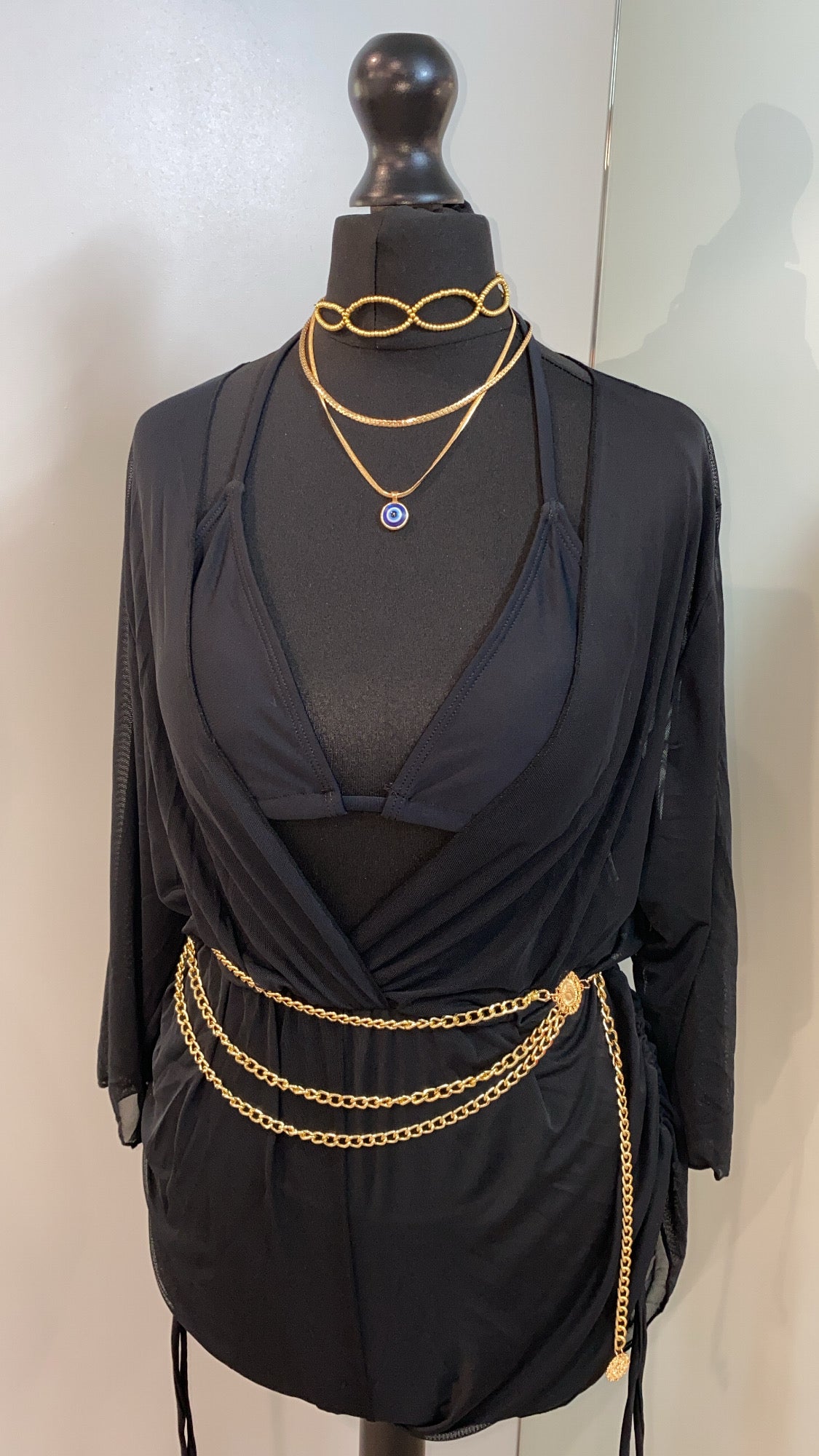 Black Three Piece Bikini & Coverup