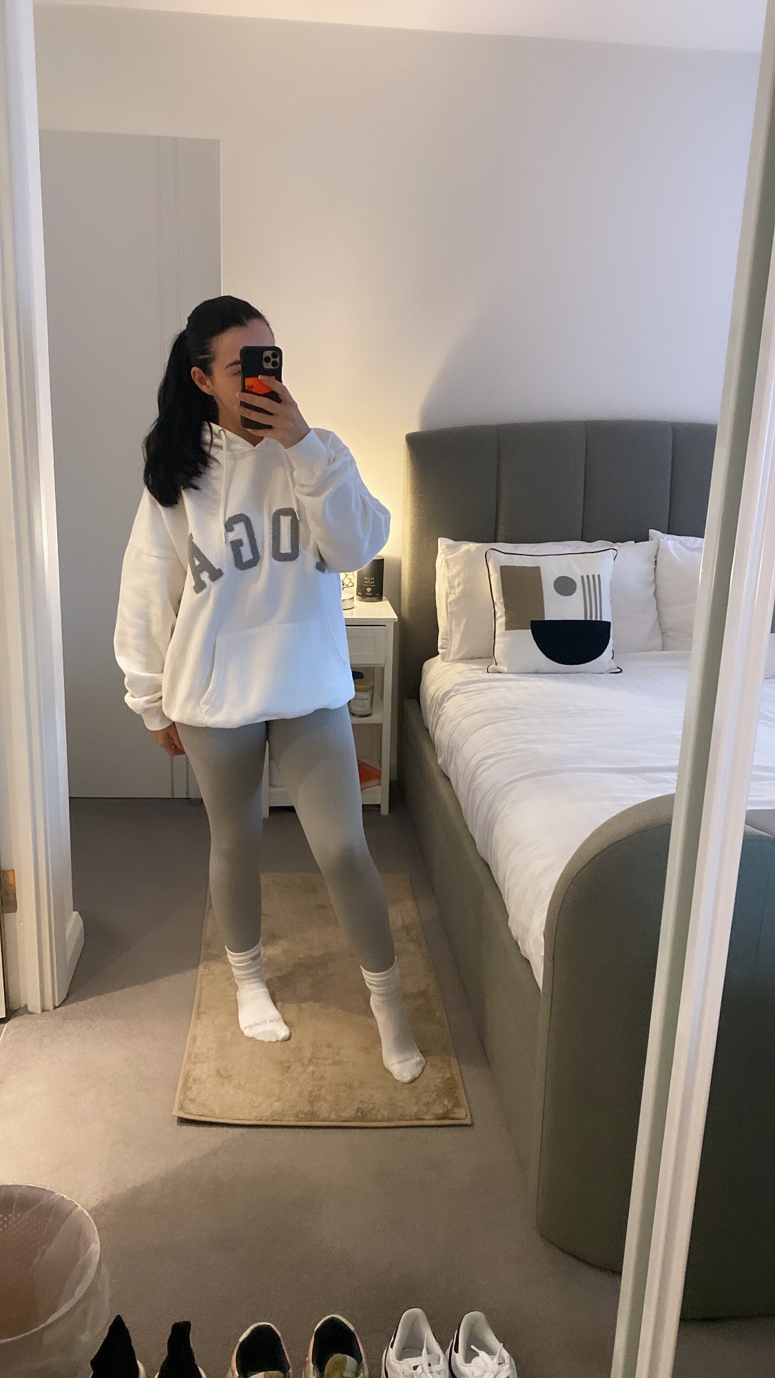 High Waisted Ribbed Leggings, Grey