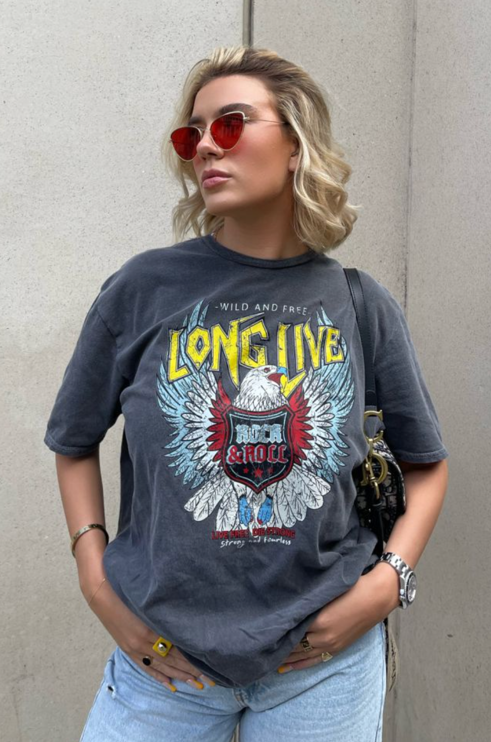 Rock n Roll Over Dyed Grey T Shirt