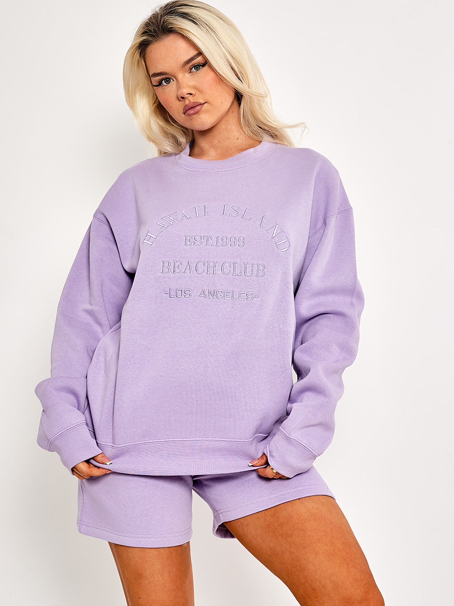 Lilac Sweatshirt and Shorts Co-ord