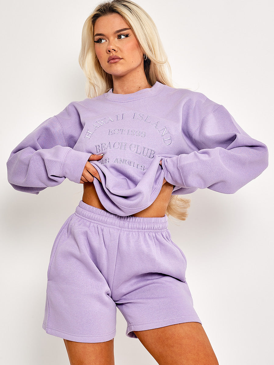 Lilac Sweatshirt and Shorts Co-ord