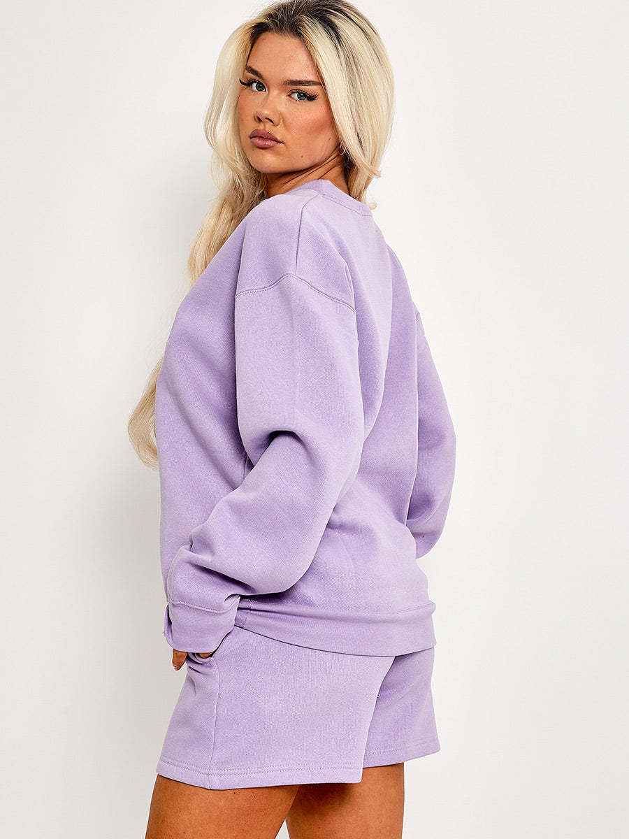 Lilac Sweatshirt and Shorts Co-ord