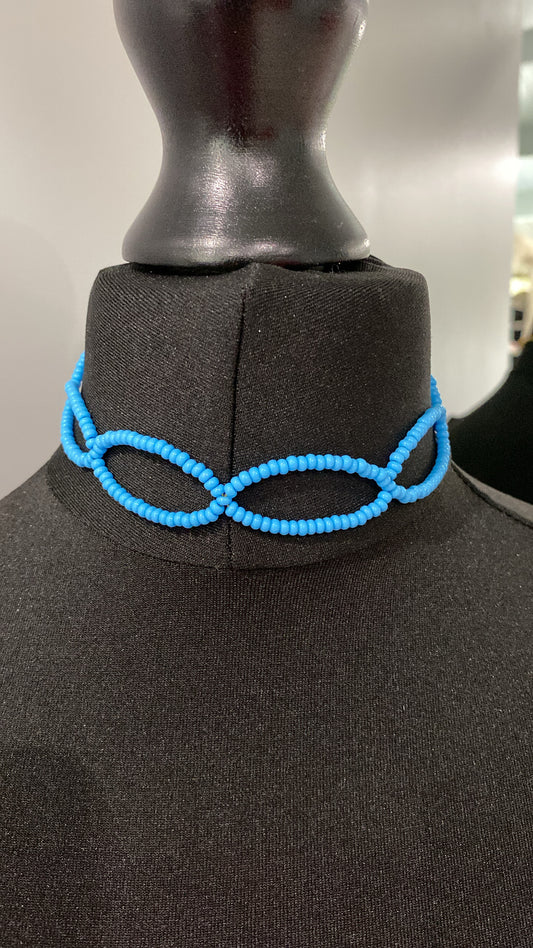 Colourful Beaded Choker, Blue