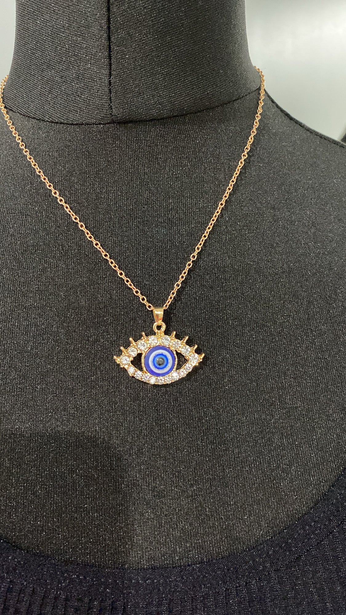 Hollow Evil Eye Diamante Pendant