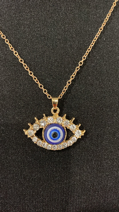 Hollow Evil Eye Diamante Pendant