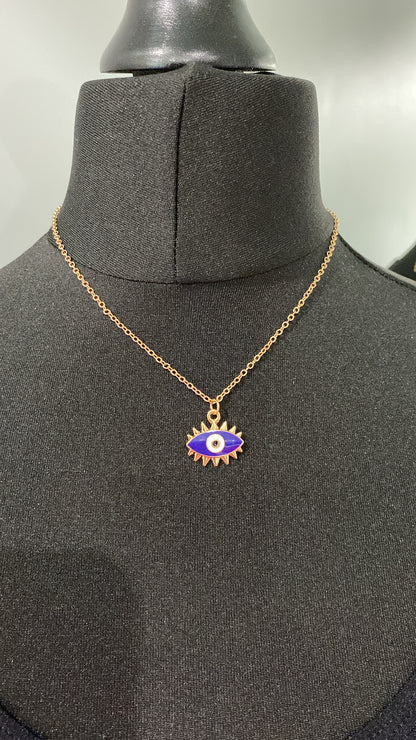 Gold Spiked Evil Eye Necklace