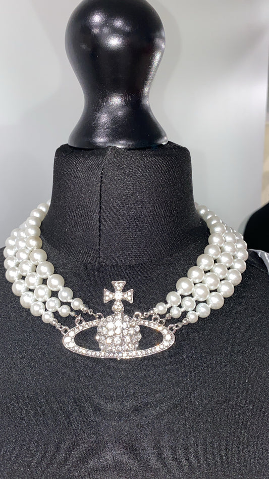 Pearl & Diamante Choker