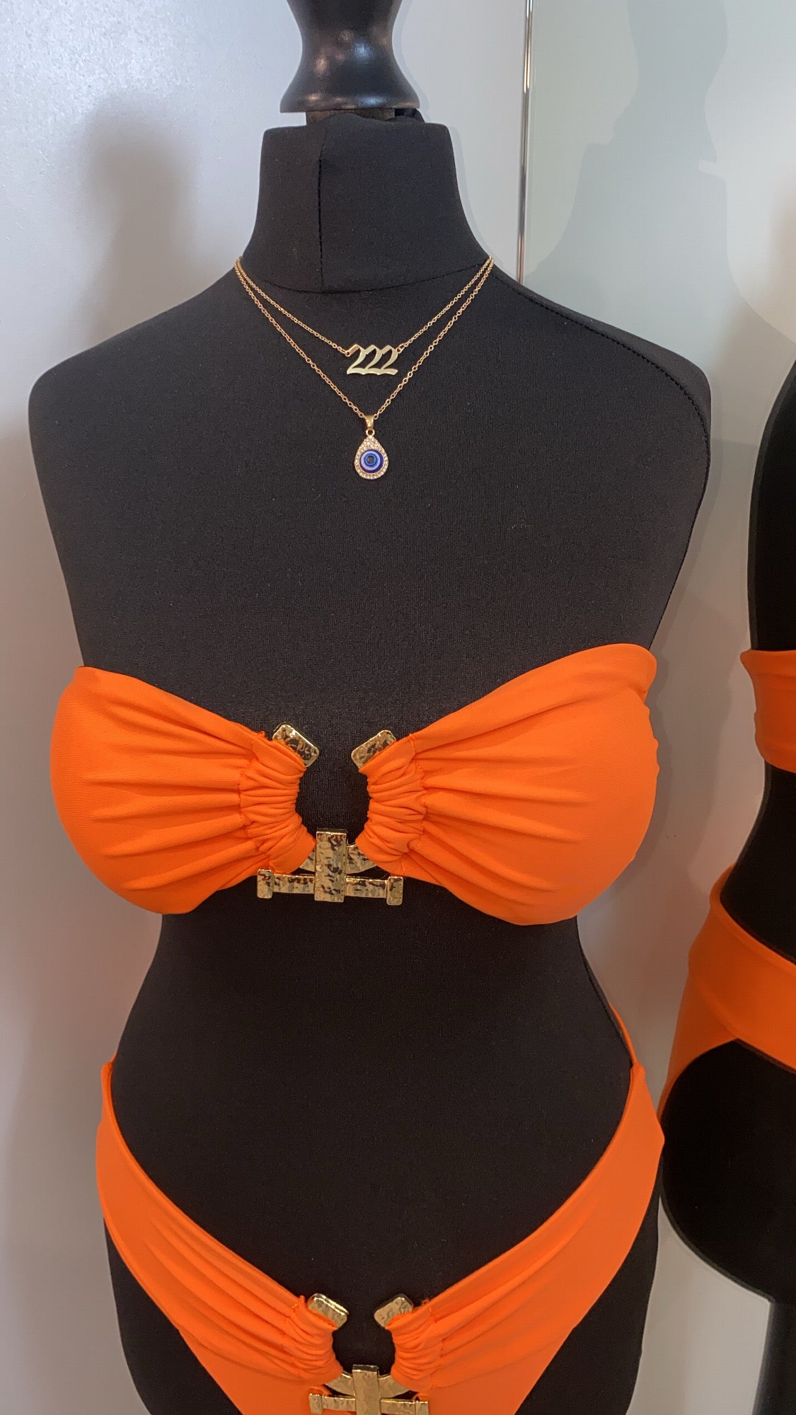 Orange & Gold Cut Out Two Piece Bikini