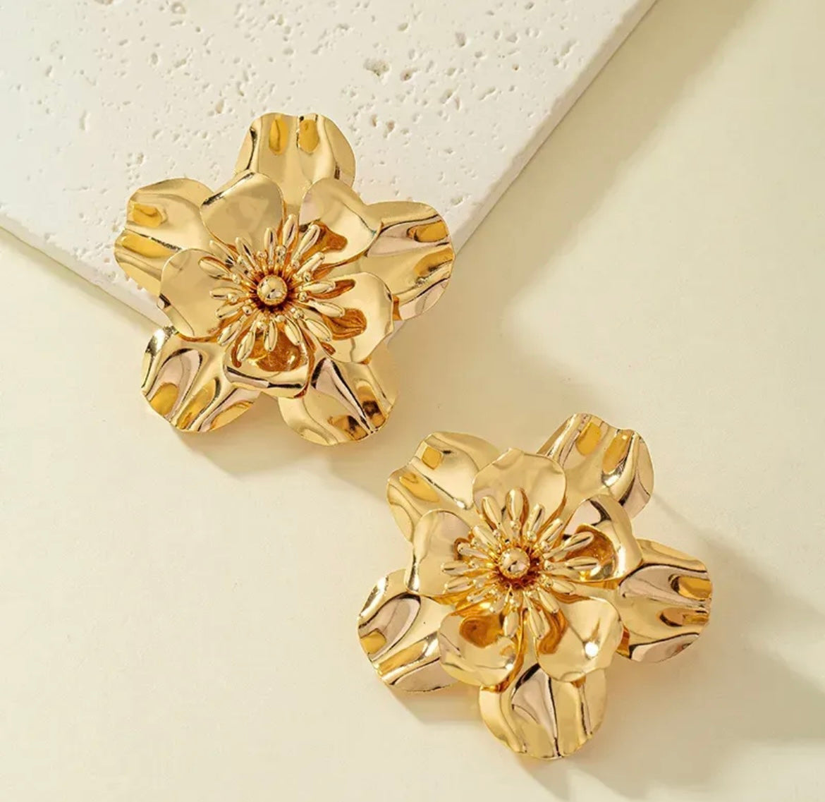 Gold Flower Mega Studs