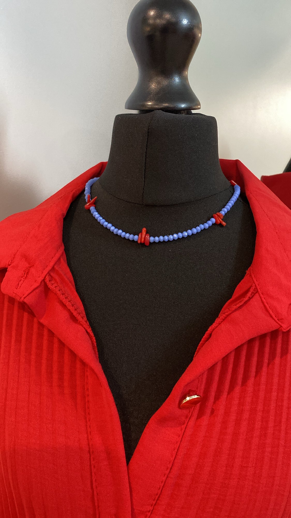 Red & Blue Beaded Necklace