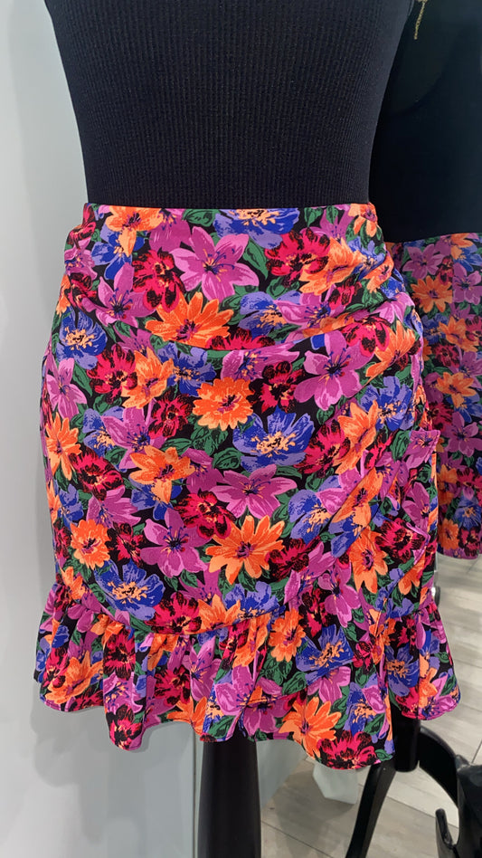 Floral Wrap Skirt, Purple