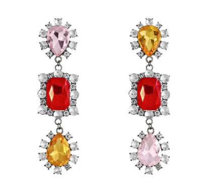 Statement 3-Piece Colourful Diamond Earrings