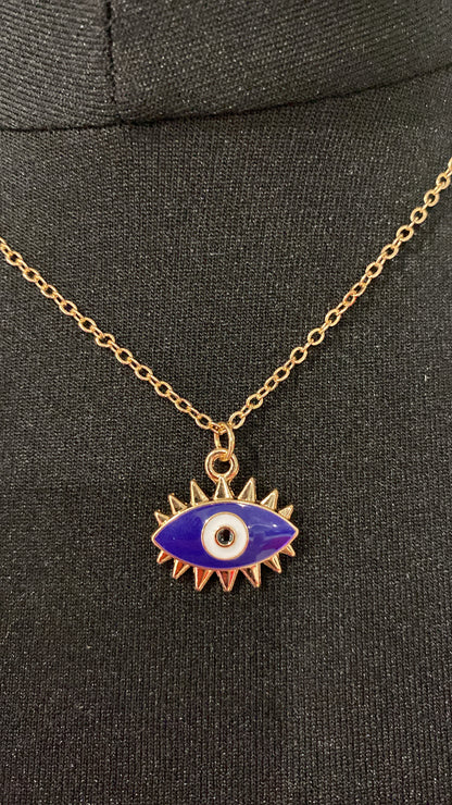 Gold Spiked Evil Eye Necklace