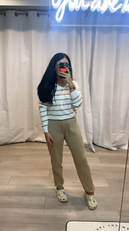 Striped Jumper And Knitted Jogger Set