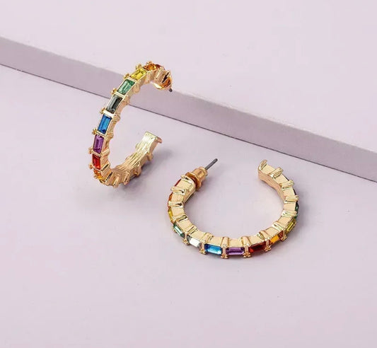 Rhinestone Coloured Hoop Thin