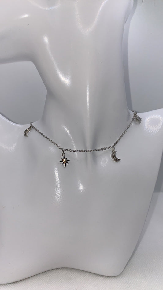 Half Moon and Star Charm Necklace