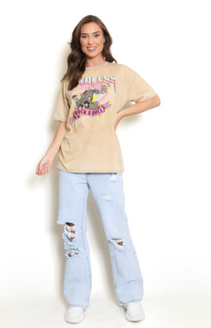 Fearless Print Round Neck T-Shirt