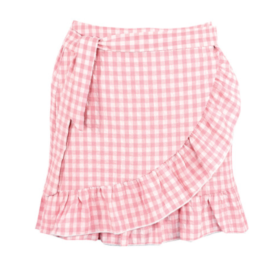 Pink Gingham Wrap Skirt