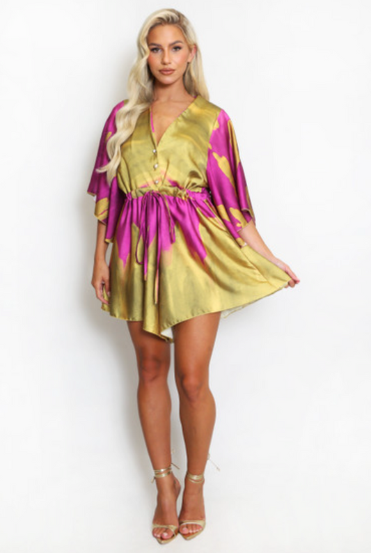 Pink & Gold Satin Playsuit