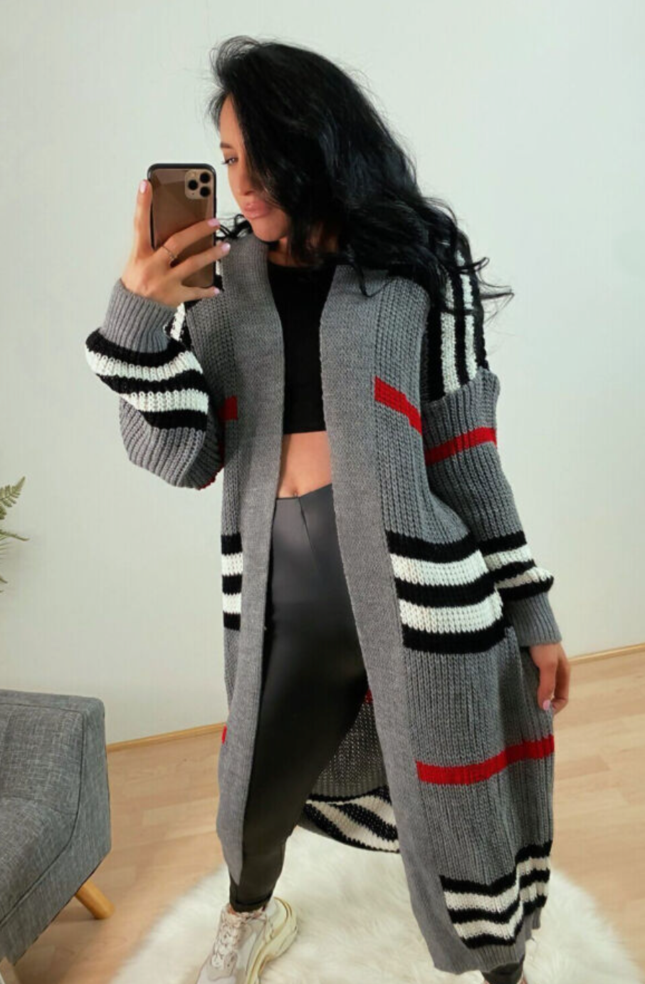 Longline Striped Cardigan